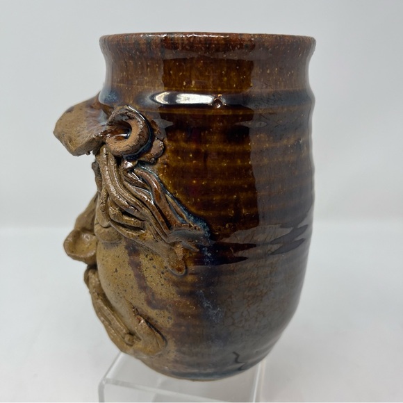 Handcrafted Brown Ceramic Face Mug - Picture 6 of 6